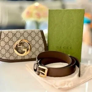 Gucci Brown Belt with Iconic Design Gucci | Accessories | Gucci Brown And Gold Leather Belt With  main image 4